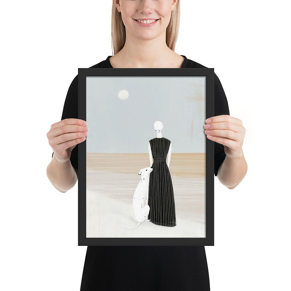 Thumbnail: Woman Figure and Dog Gouache Inspired Art Print 