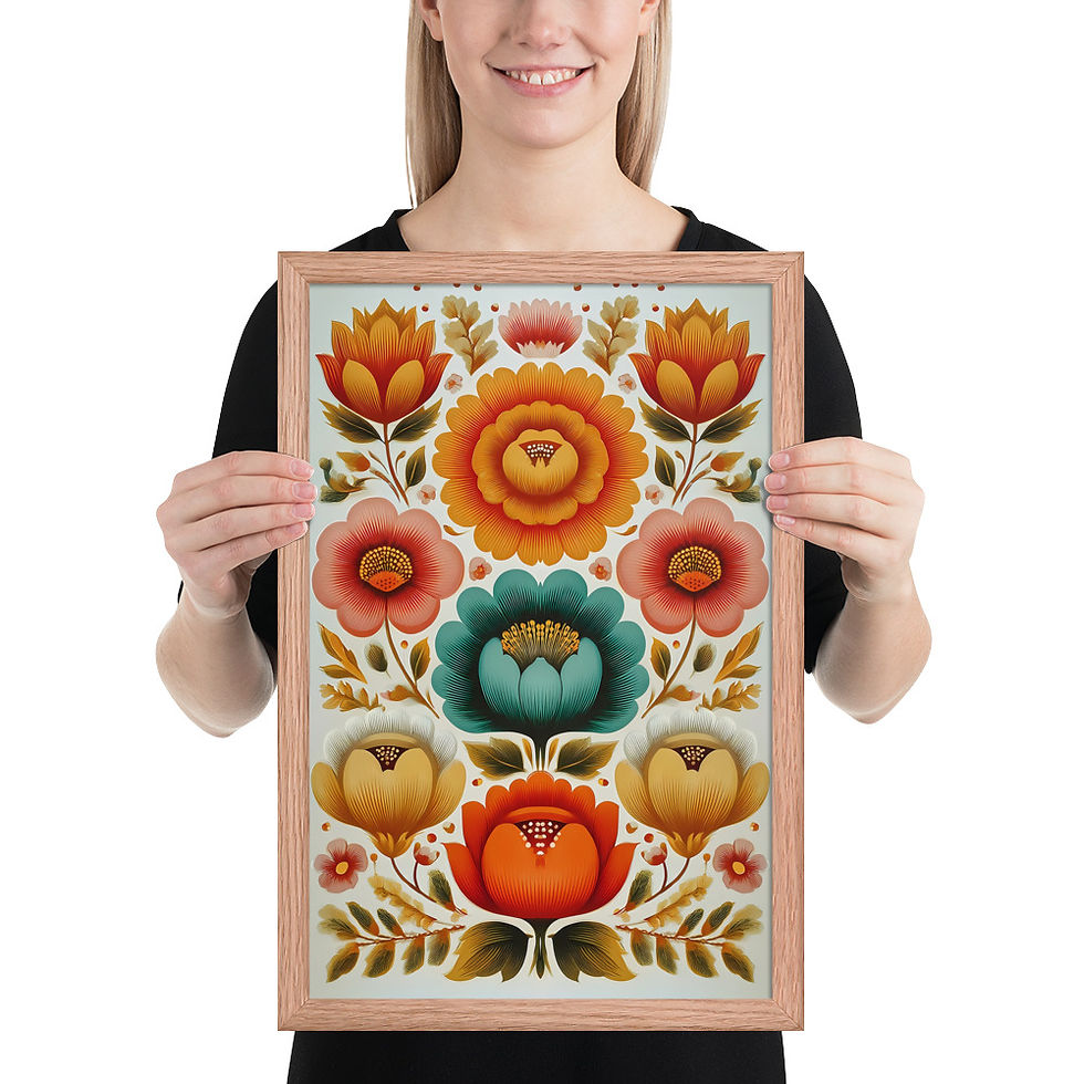 Thumbnail: Scandinavian Folk Art Prints - Botanical Wall Decor for Home