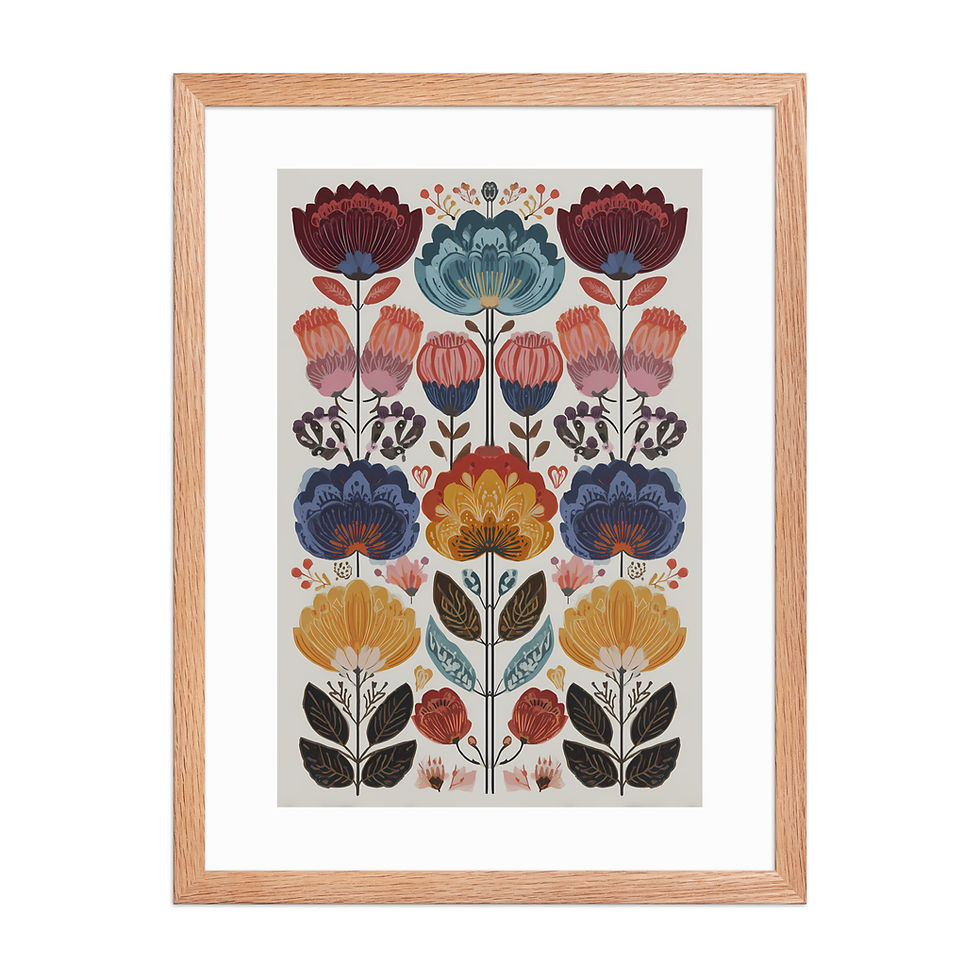 Thumbnail: Scandinavian Inspired Botanical Wall Art - Folk Style Decor