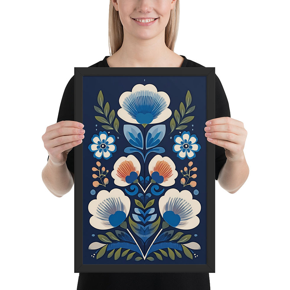 Thumbnail: Scandinavian Folk Botanical Wall Art - Modern Nature Aesthetics