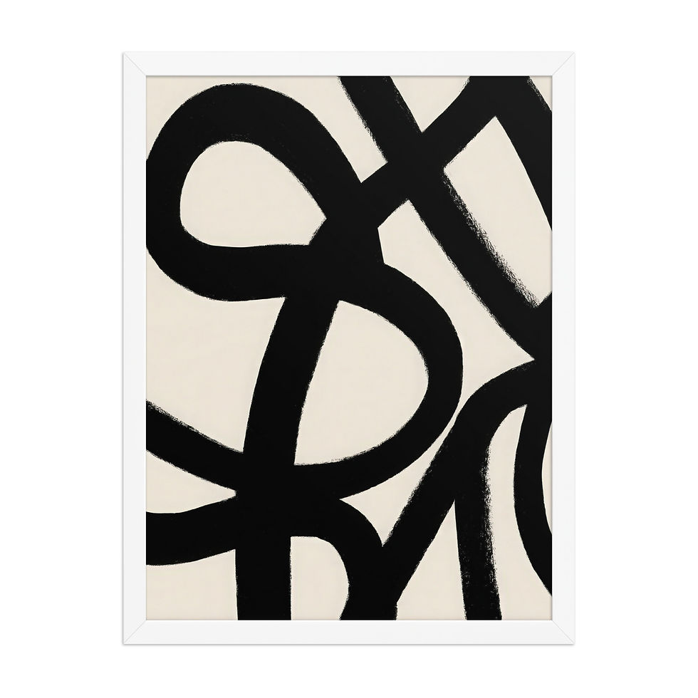Thumbnail: Black & Beige Abstract Wall Art Print 