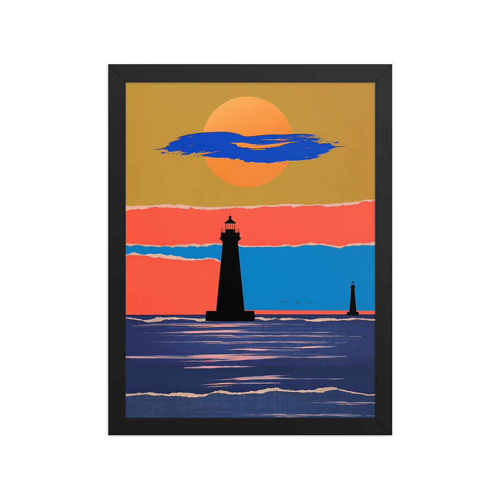 Thumbnail: Lighthouse Silhouettes Framed Art Print