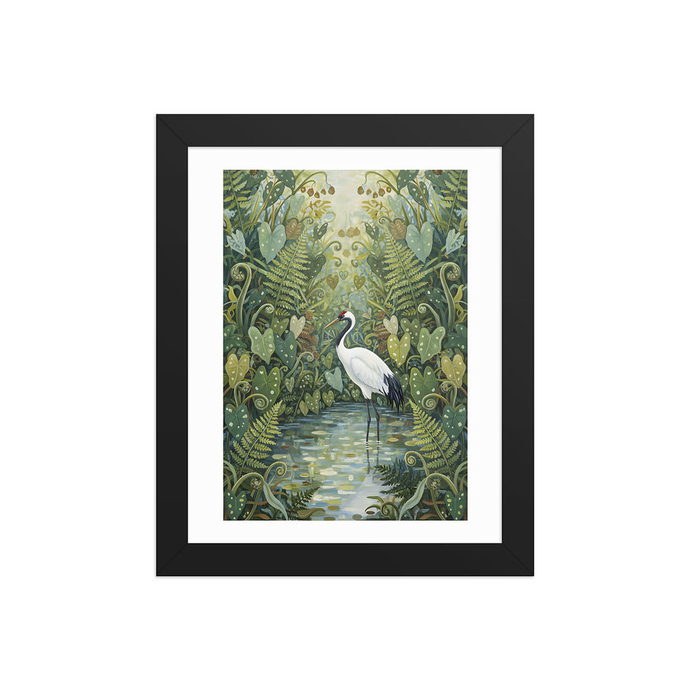 Thumbnail: Crane in the Undercanopy Nature Art Print