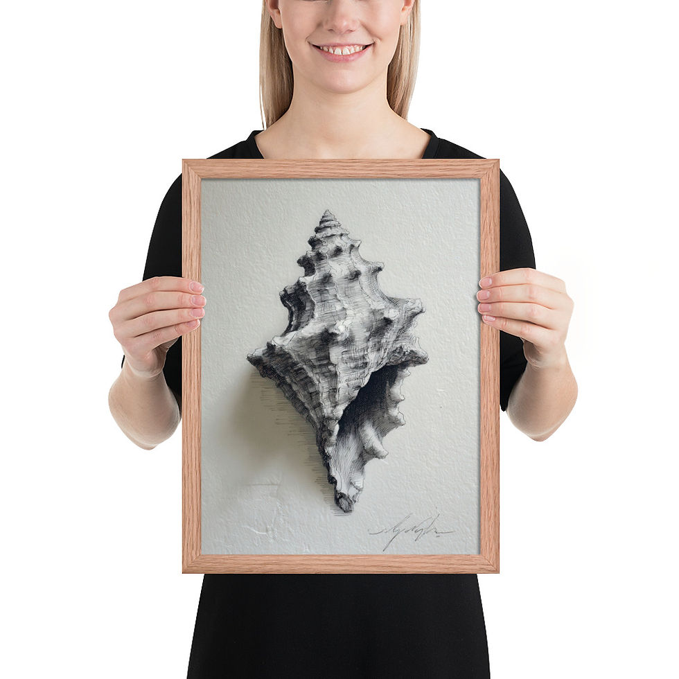 Thumbnail: Tranquil Nature Black and White Illustration - Framed