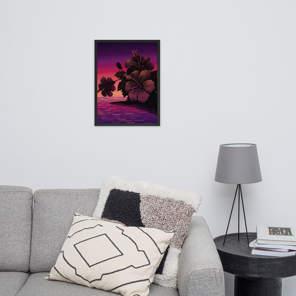 Thumbnail: Sunset Hibiscus Flowers Botanical Art Print