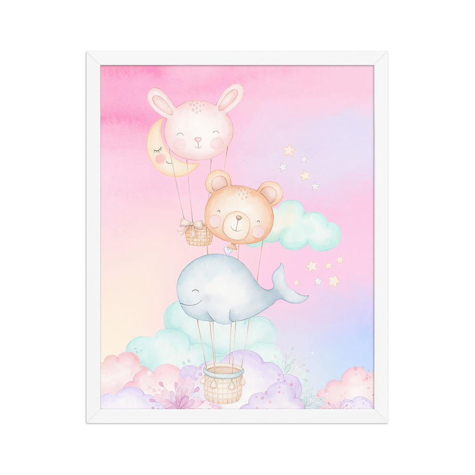 Thumbnail: Whimsical Animal Balloons Nursery Art