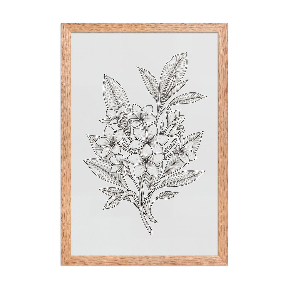 Thumbnail: Floral Line Art Framed Print: Elegant Botanical Wall Decor