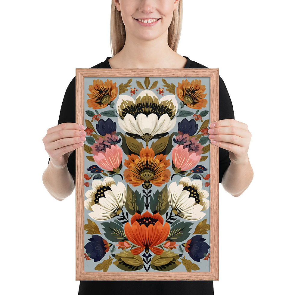 Thumbnail: Folk Style Scandinavian Botanical Prints - Elegant Wall Art