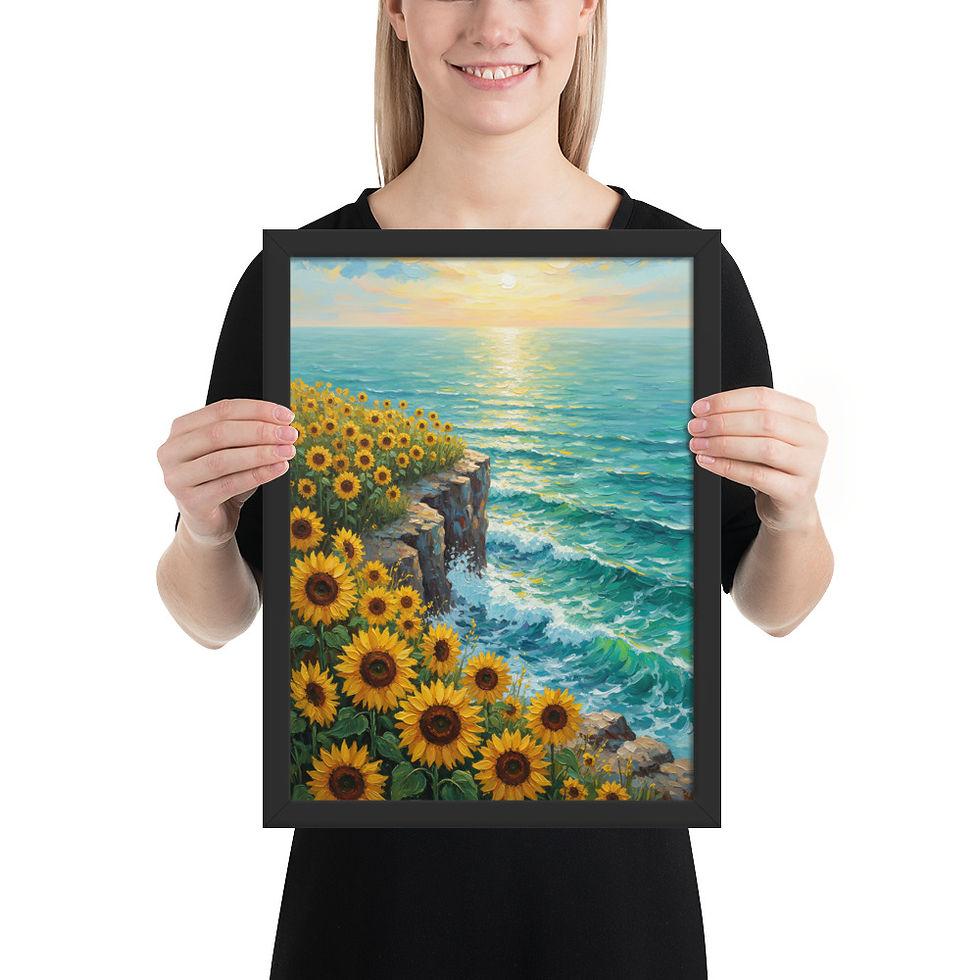 Thumbnail: Coastal Sunflowers Abstract Wall Art