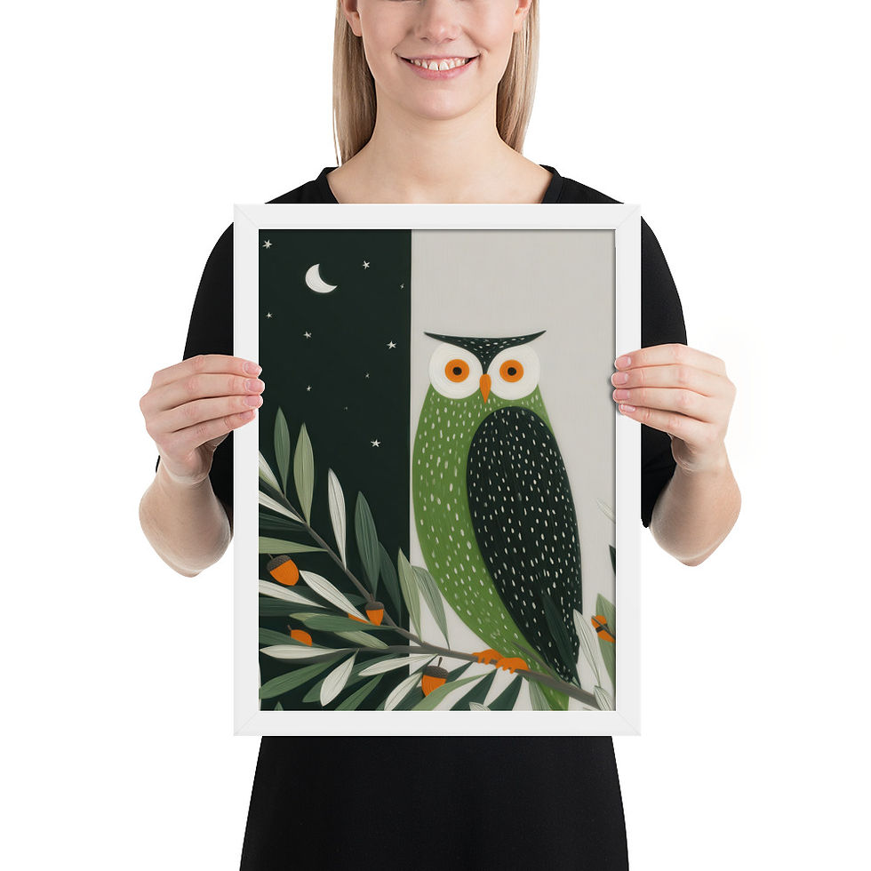 Thumbnail: Owl Day and Night Gouache Inspired Art Print 