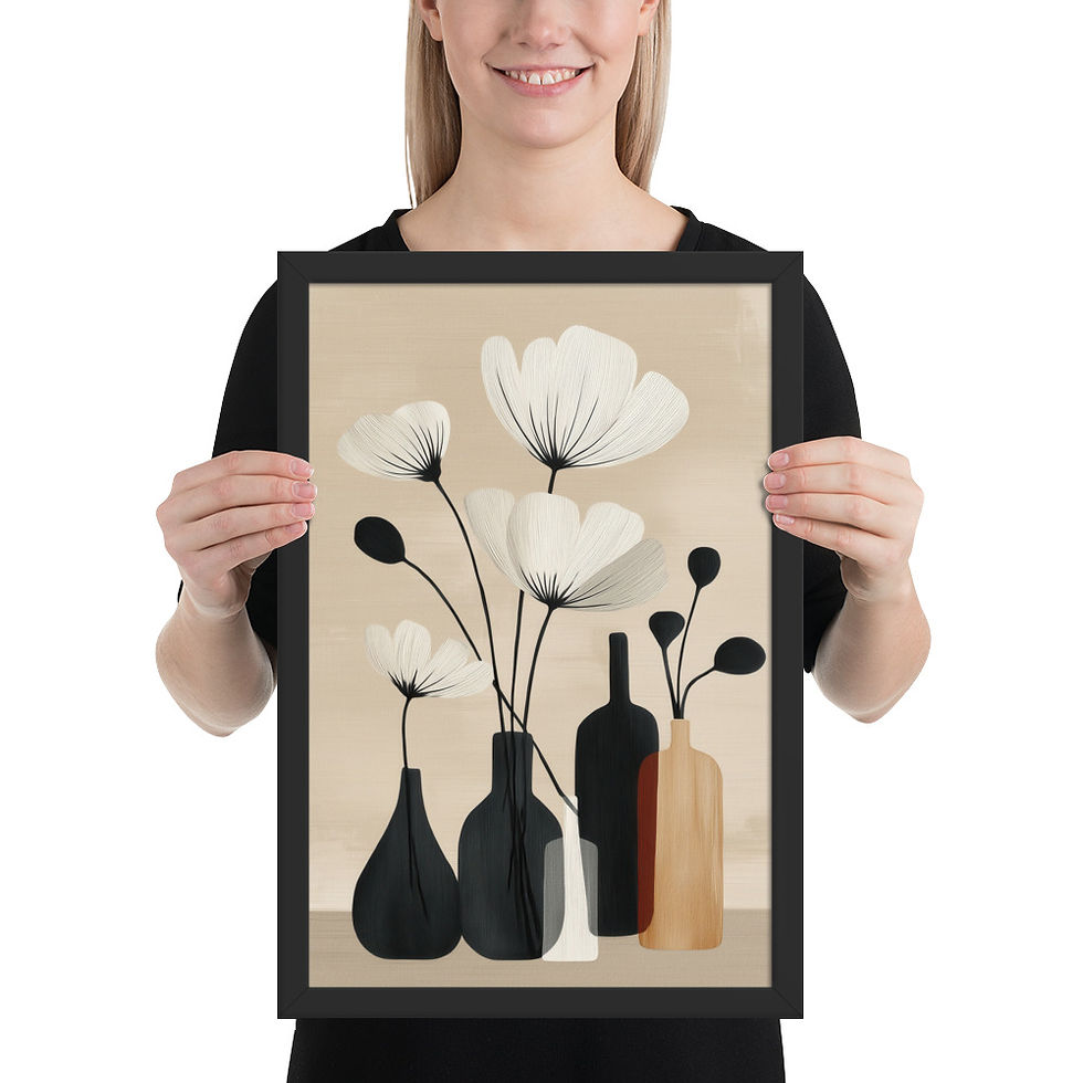 Thumbnail: Foral Vases Framed Neutral Print