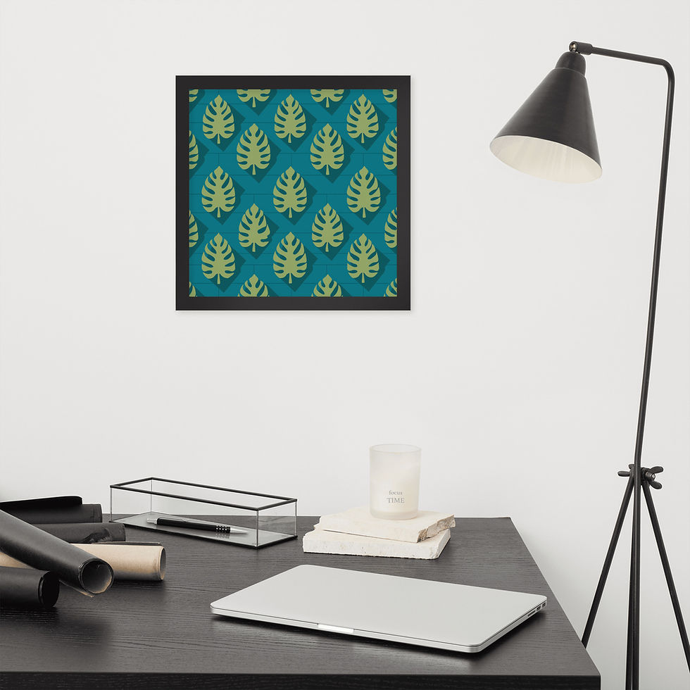 Thumbnail: Monstera Leaves Geometric Art Print