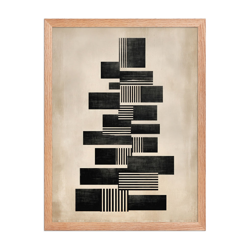 Thumbnail: Black & Beige Abstract Wall Art Print 