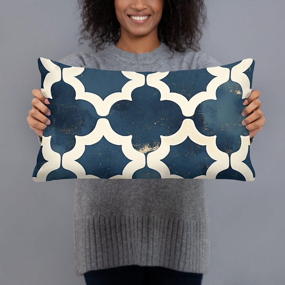 Thumbnail: Blue Geometric Pattern Cushion For Living Room