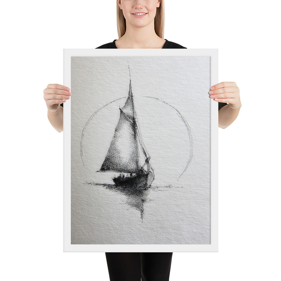 Thumbnail: Elegant Abstract Black and White Print - Stylish Frame