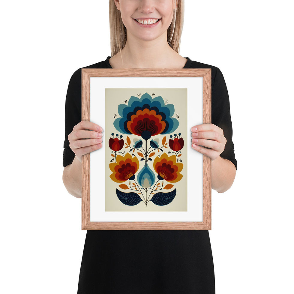 Thumbnail: Scandinavian Inspired Botanical Wall Art - Folk Style Decor