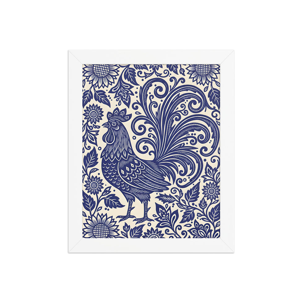 Thumbnail: Blue Rooster Chinoiserie Style Wall Art
