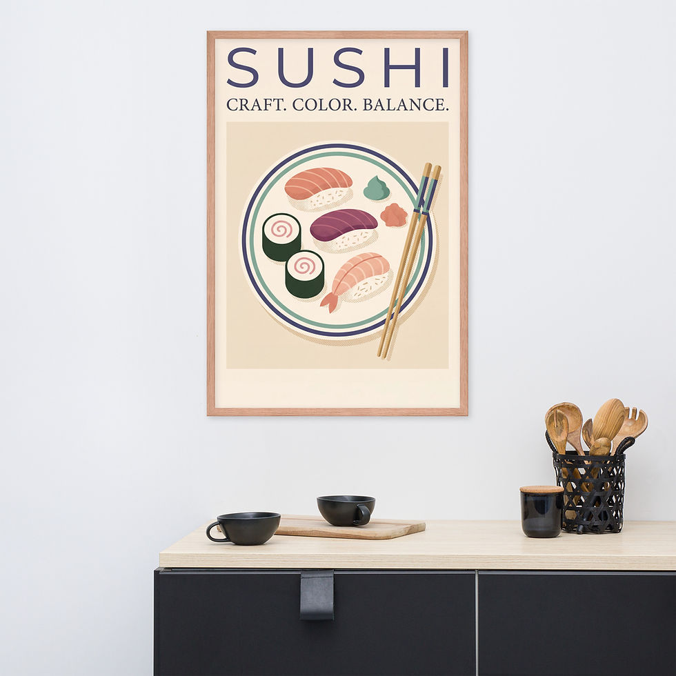 Thumbnail: Vintage Sushi Art Print Framed Wall Decor