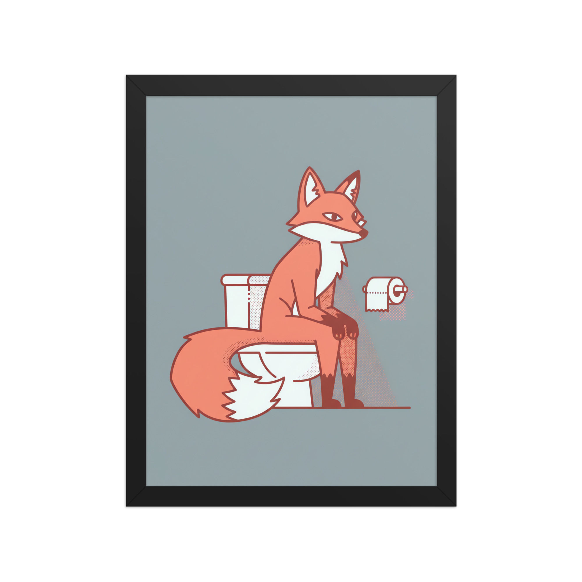 Fox on the Toilet Funny Art Print