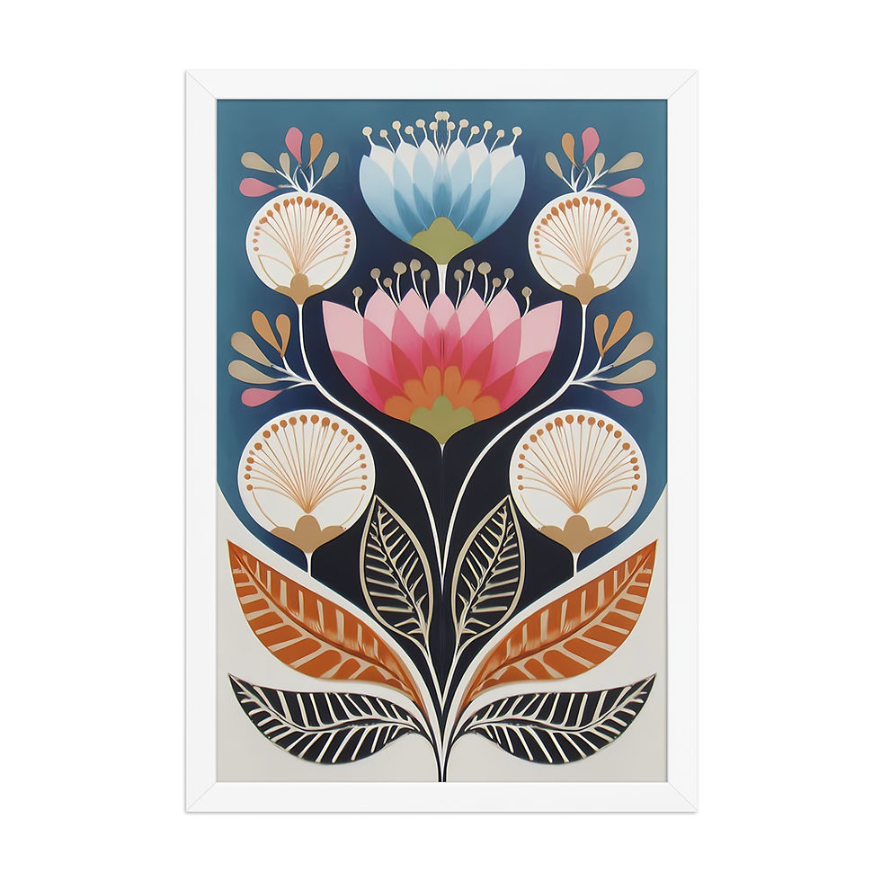 Thumbnail: Folk Style Scandinavian Botanical Prints - Elegant Wall Art