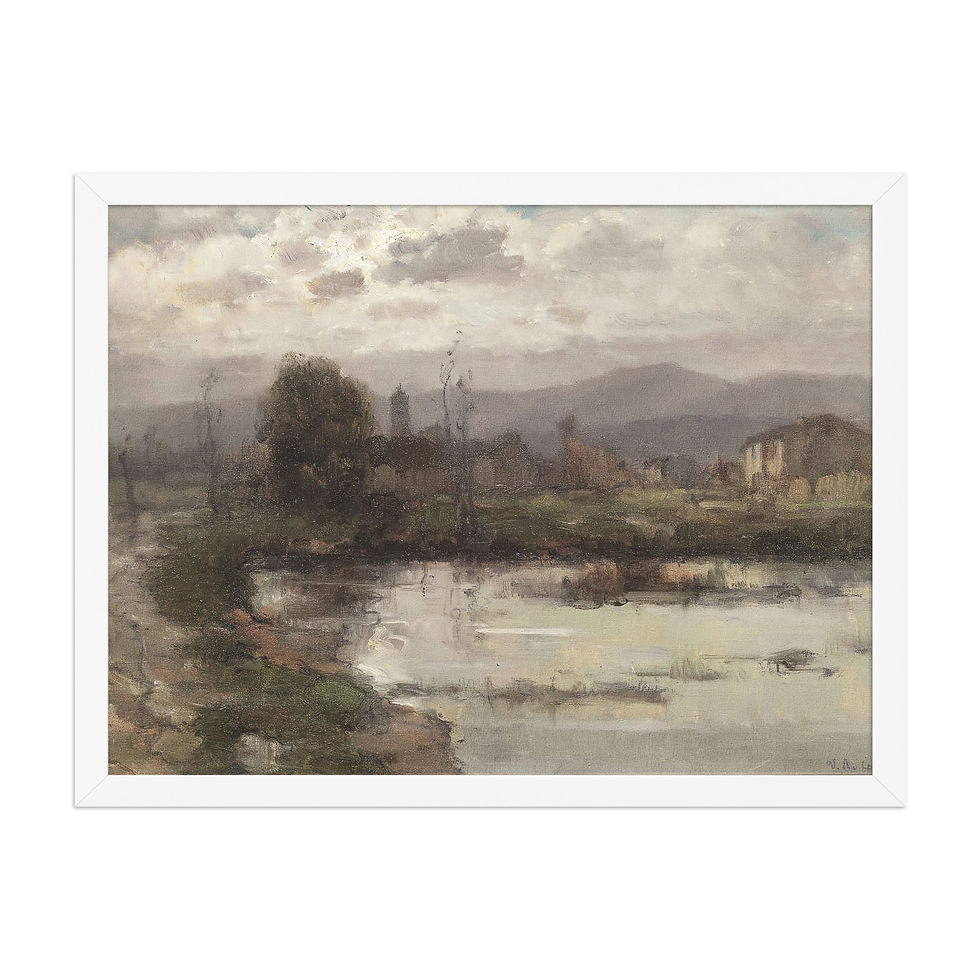 Thumbnail: Corot's Landscape with Pond & Church Tower Print