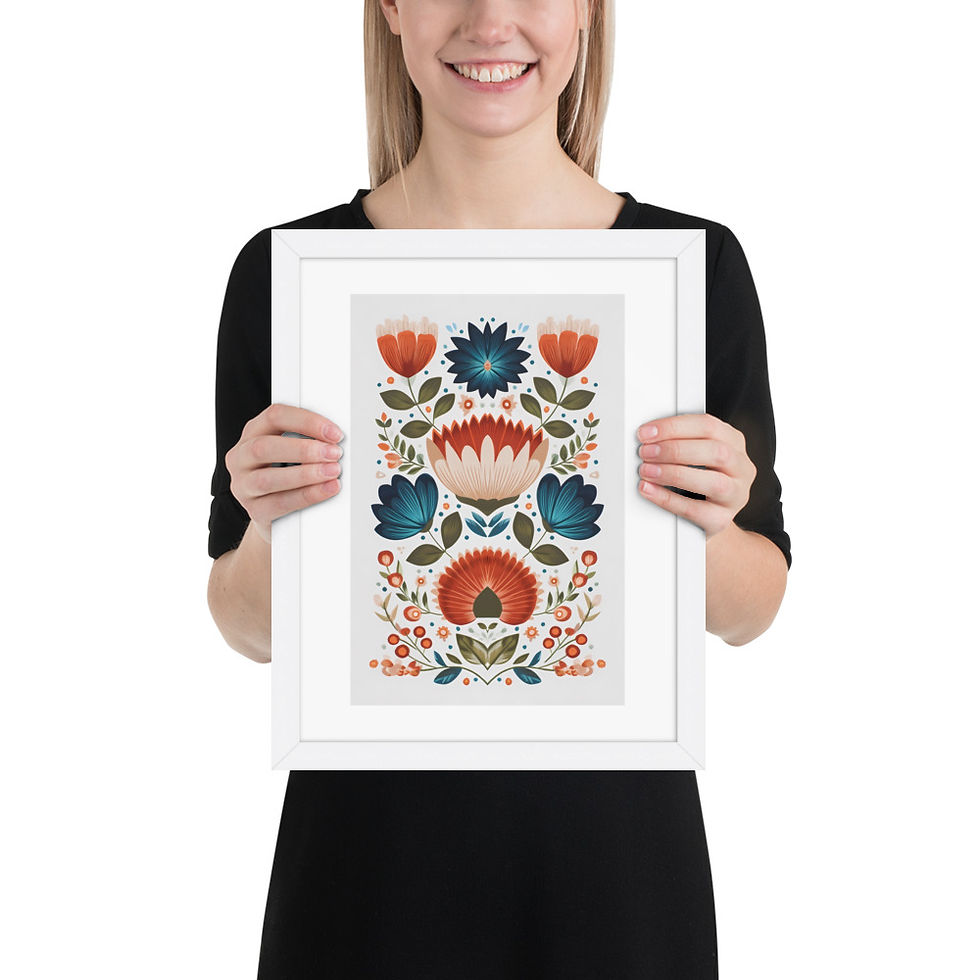 Thumbnail: Botanical Folk Wall Art - Scandinavian Charm for Your Space