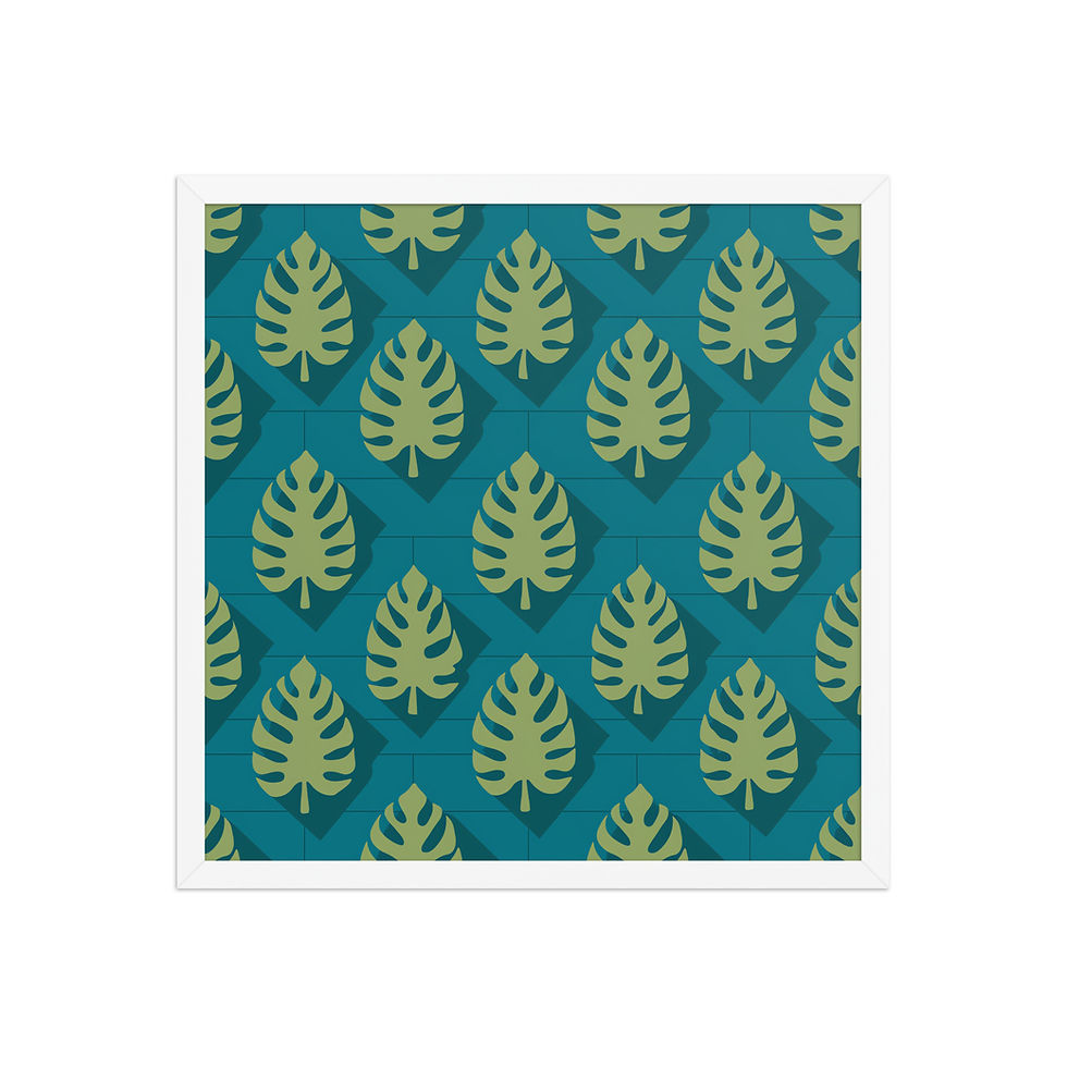 Thumbnail: Monstera Leaves Geometric Art Print