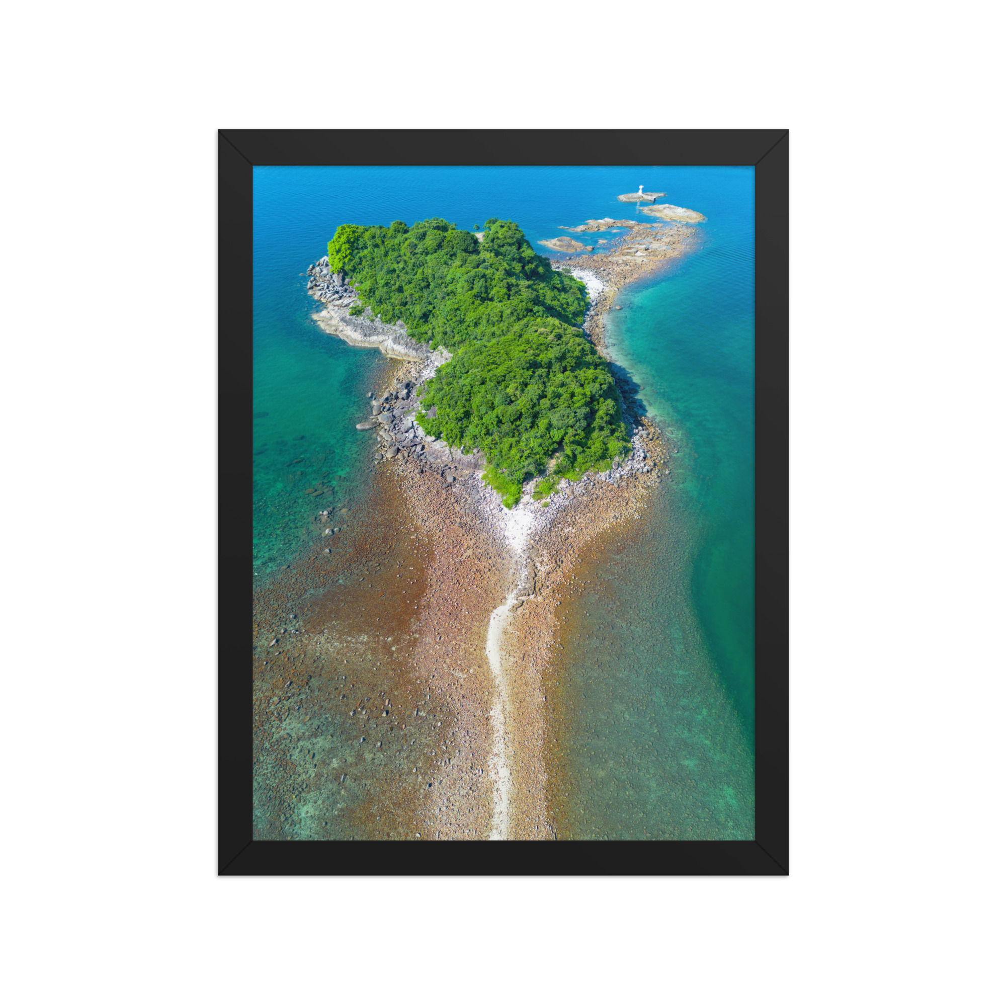 Sharp Island | Framed Landscape Drone Photography Poster