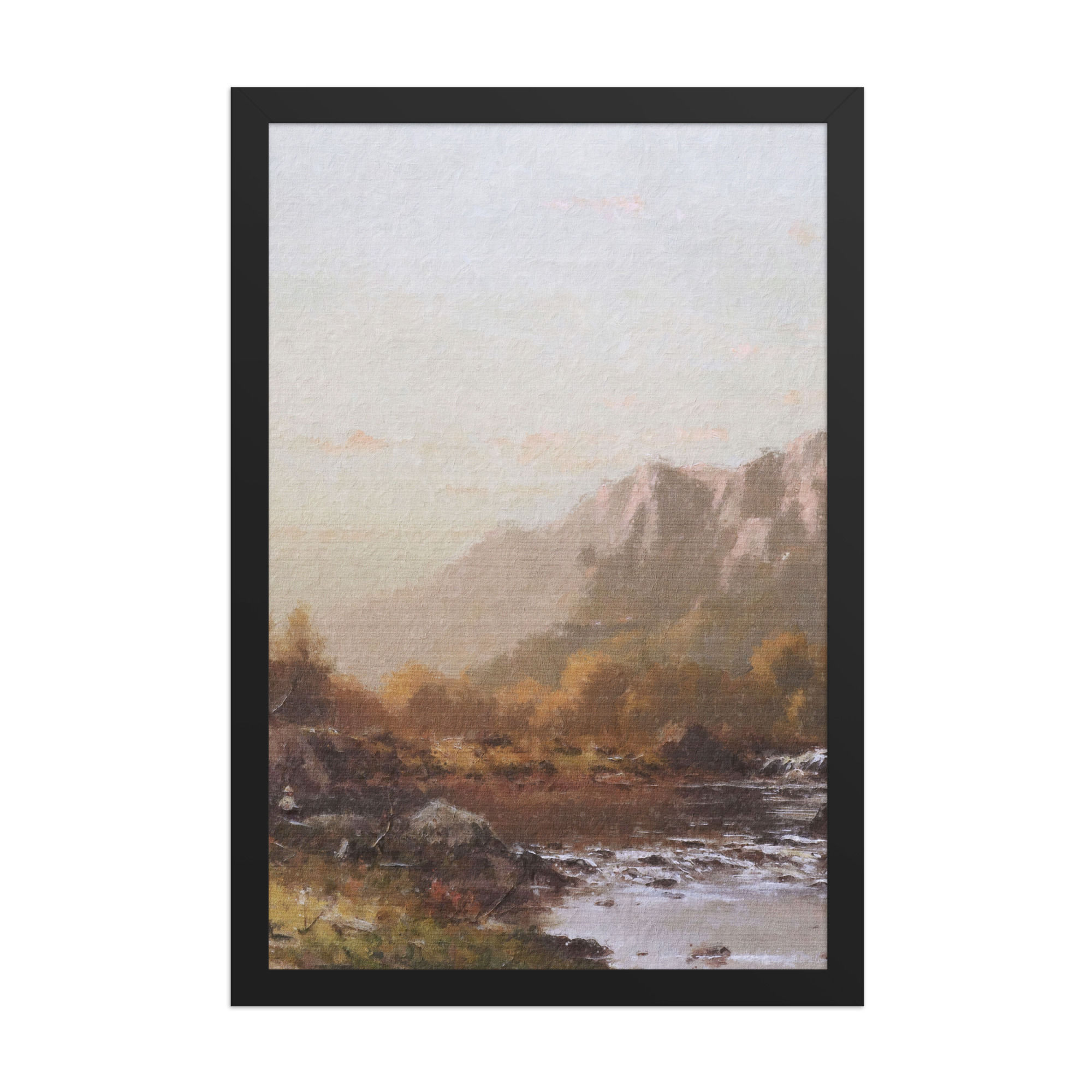 Autumn River Valley Vintage Framed Wall Art