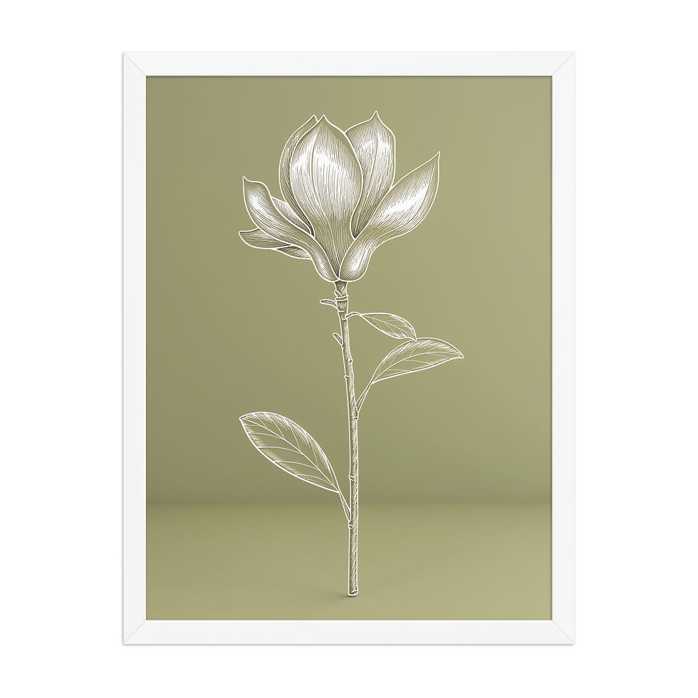 Thumbnail: Line Art Magnolia Blossom Framed Art Print