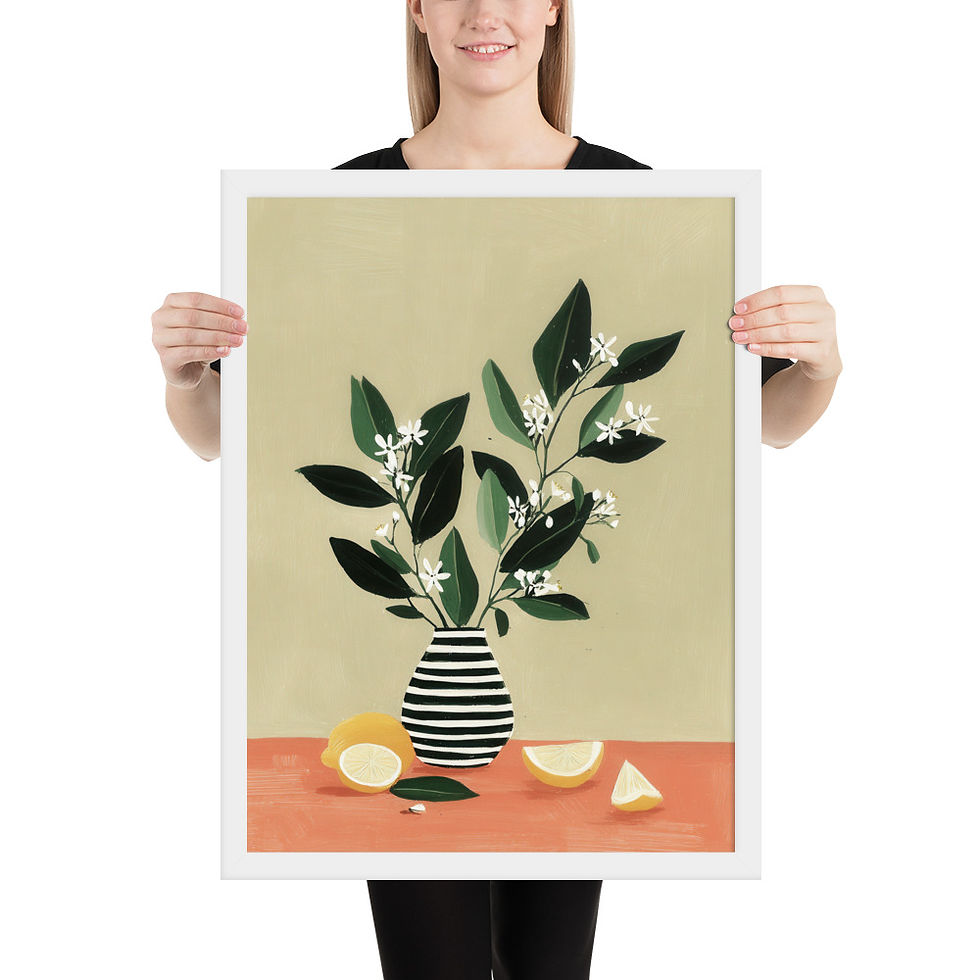 Thumbnail: Lemon Slices Gouache Inspired Art Print 