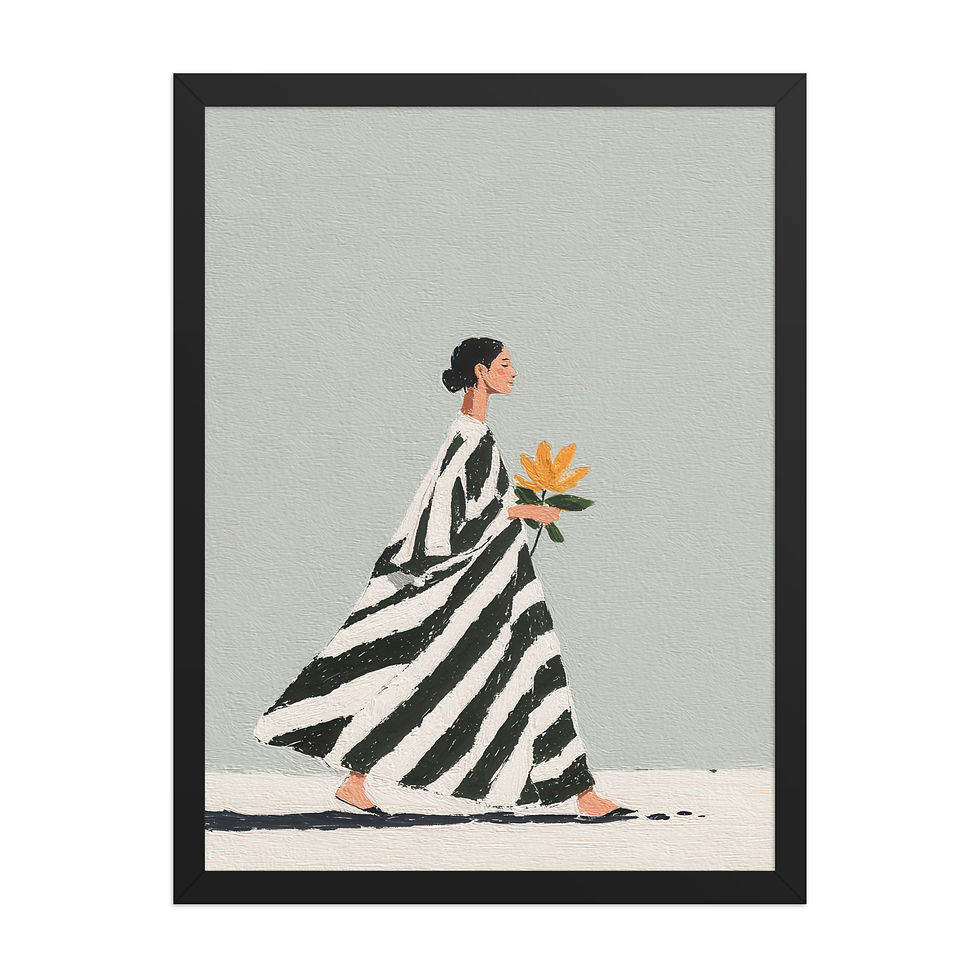 Thumbnail: Woman Black and White Gouache Inspired Art Print 