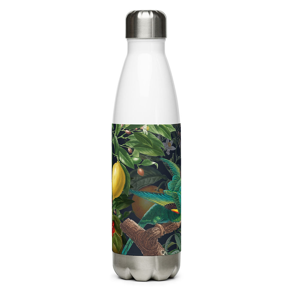 Thumbnail: Vibrant Tropical Print Stainless Steel Water Bottle – Summer Vibes