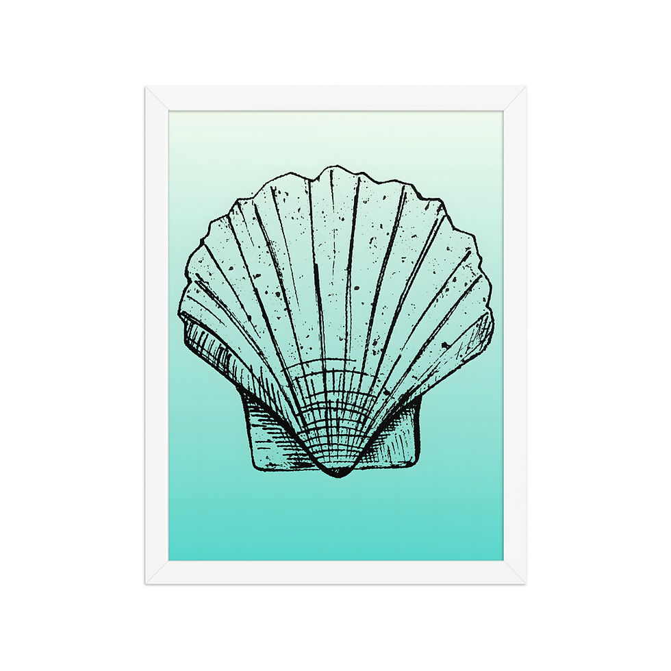 Thumbnail: Blue Shell Framed Coastal Art Print