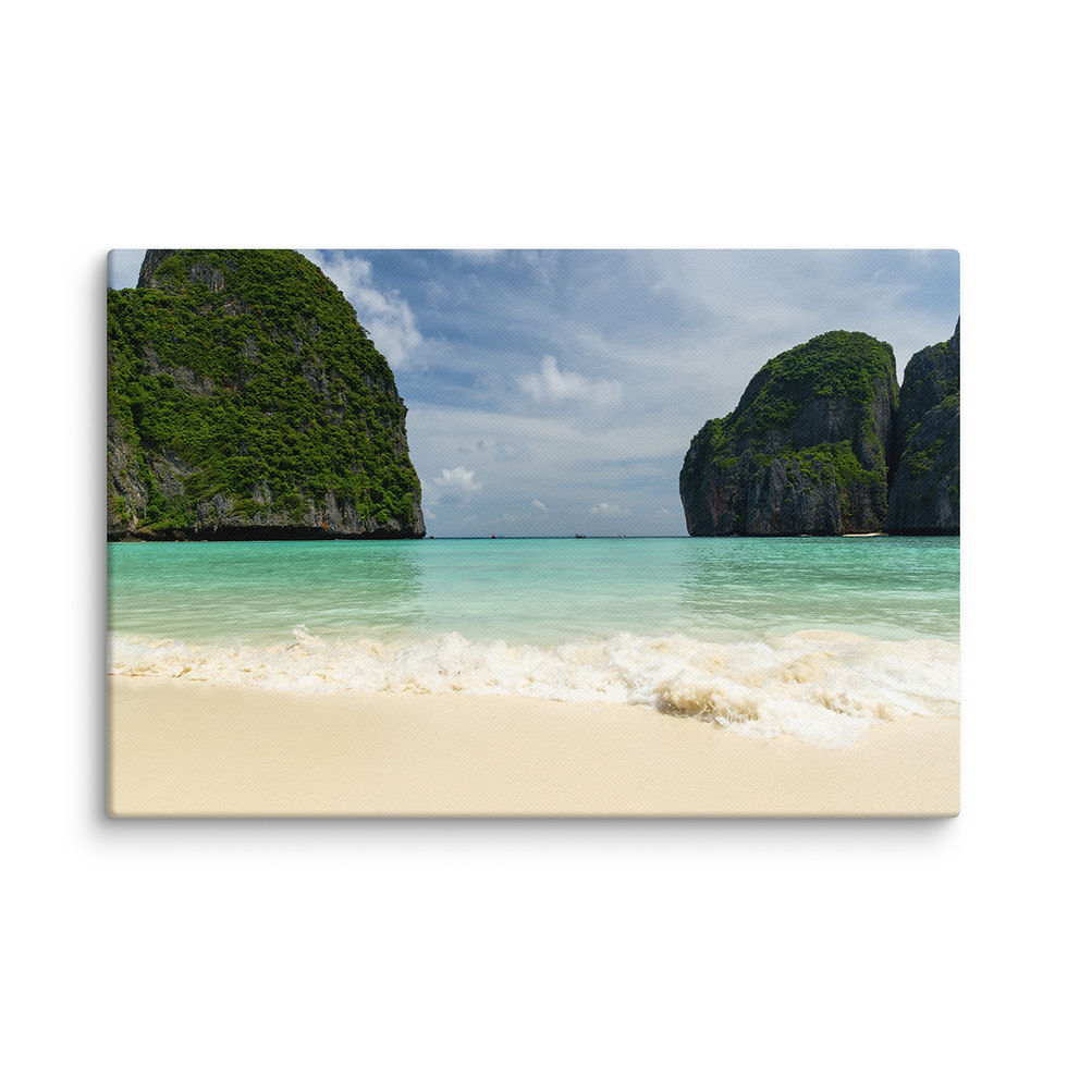 Thumbnail: Emerald Cliffs Embrace Maya Bay's Crystal Shore – Canvas Wall Art