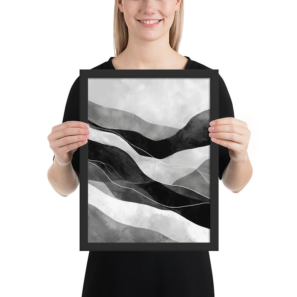 Thumbnail: Black & Beige Abstract Wall Art Print 