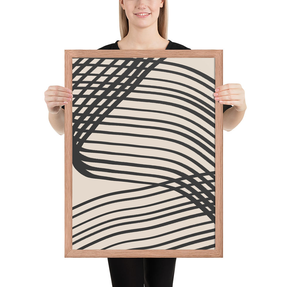 Thumbnail: Black and Beige Abstract Framed Wall Art 