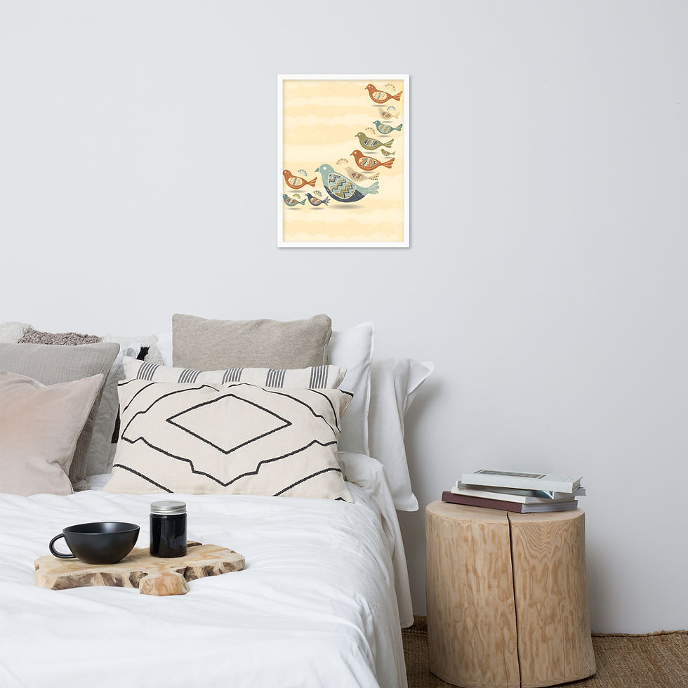 Thumbnail: Abstract Flock of Folk Style Birds Wall Art