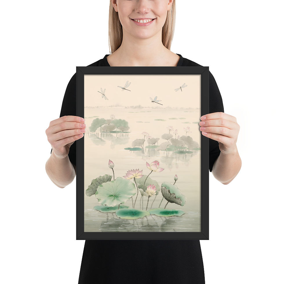 Thumbnail: Dragonfly Lillies Abstract Art Print