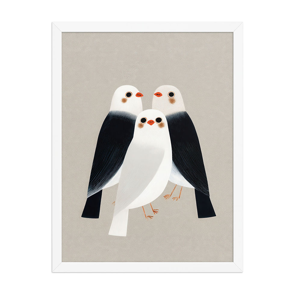 Thumbnail: Birds Gouache Inspired  Art Print 