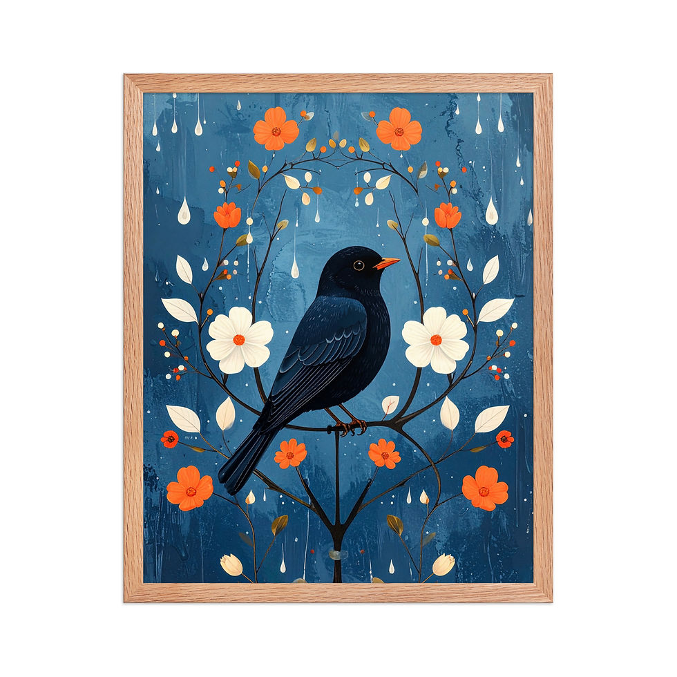 Thumbnail: Bird on Blue Wall Art for Living Room