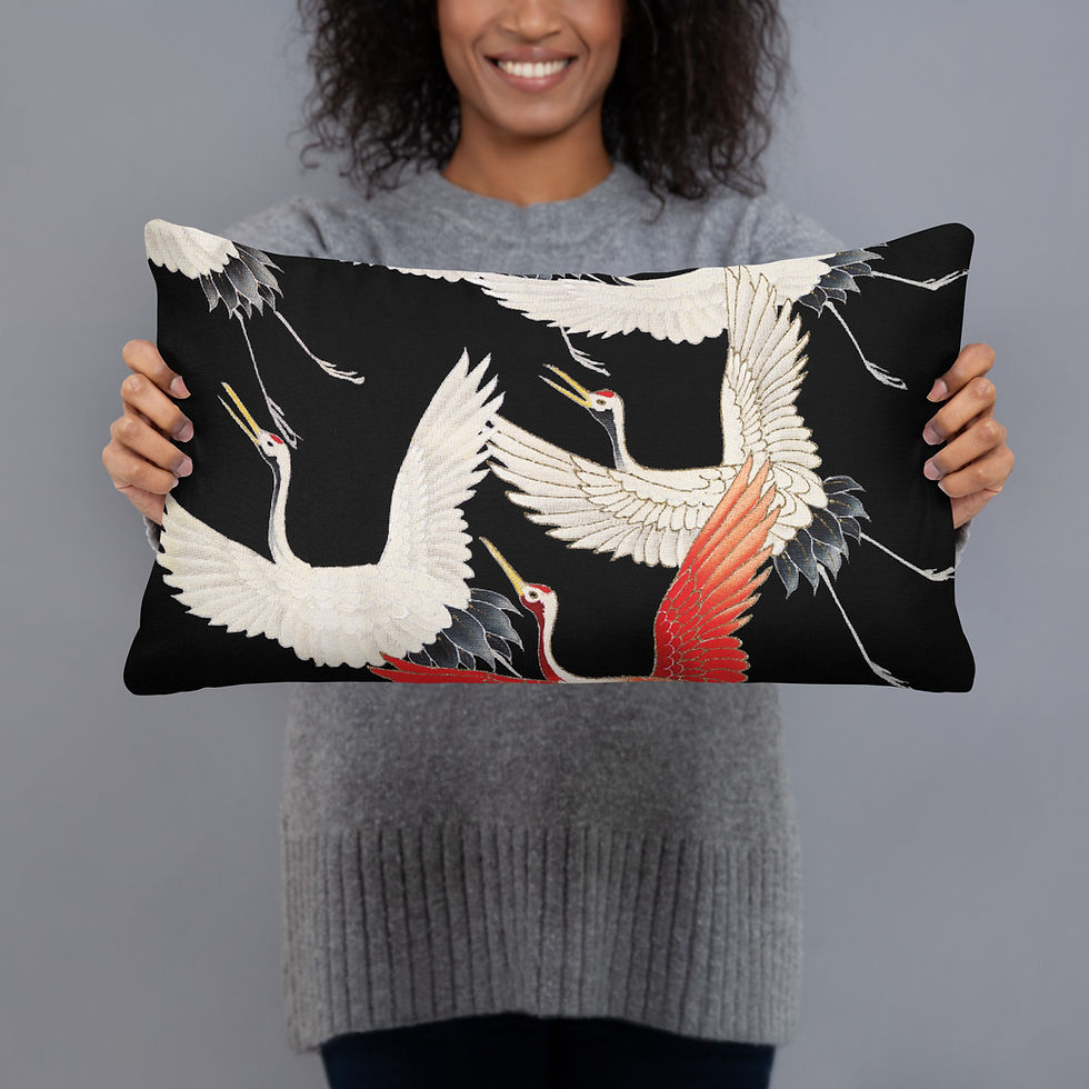 Thumbnail: Vintage Japanese Bird Scene Cushion – Classic Elegance