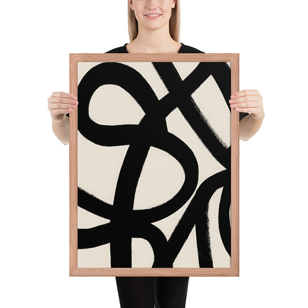 Thumbnail: Black & Beige Abstract Wall Art Print 
