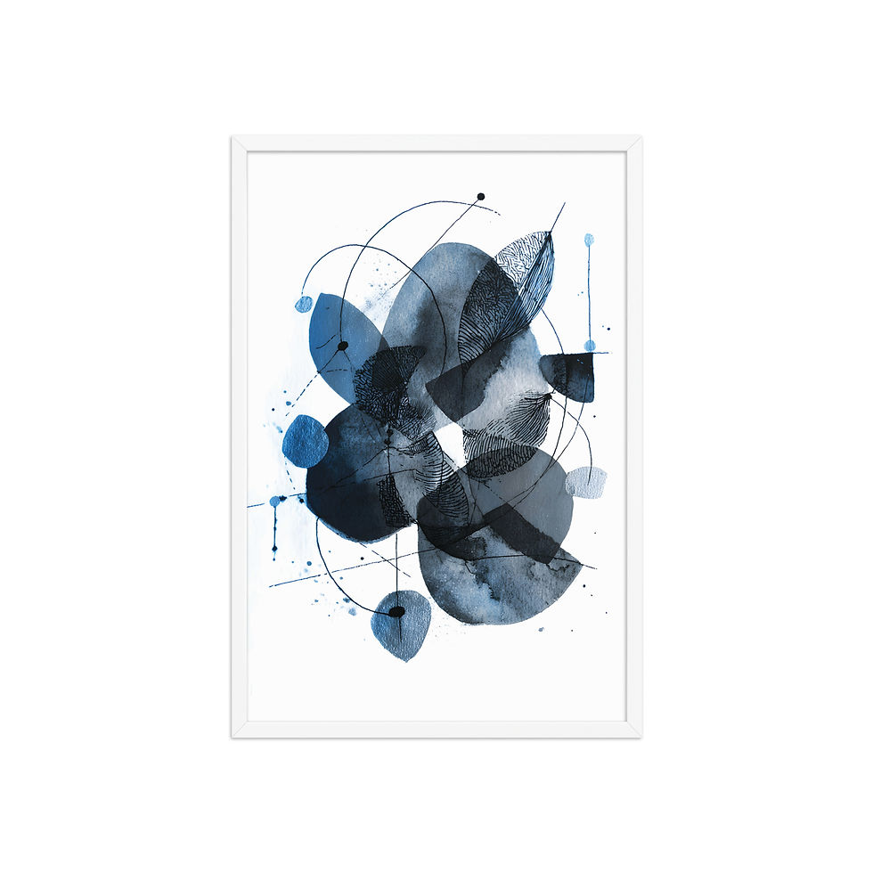 Thumbnail: Teal Sprig Framed Print — Toned Botanical Accent  