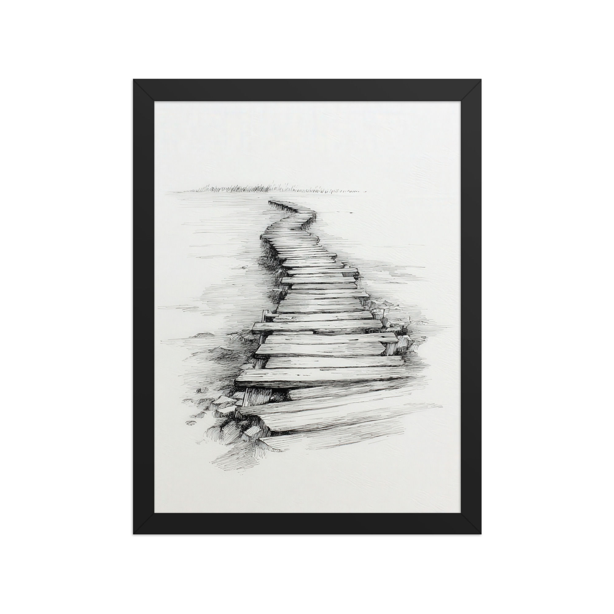 Elegant Abstract Black and White Print - Stylish Frame