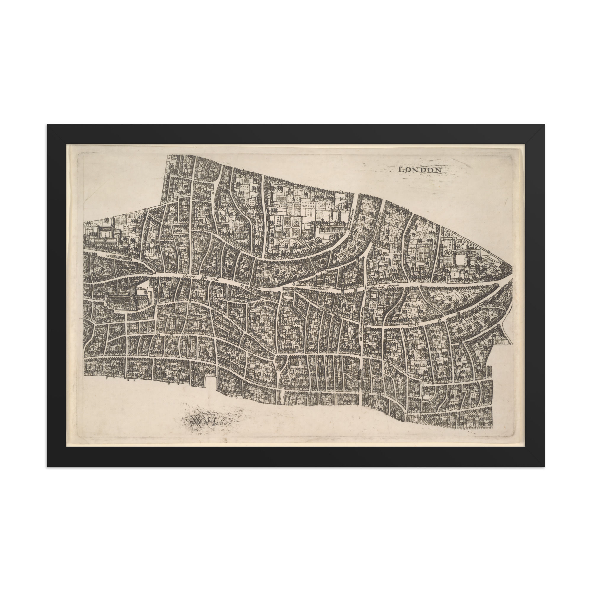 Agas Map of London Framed Print