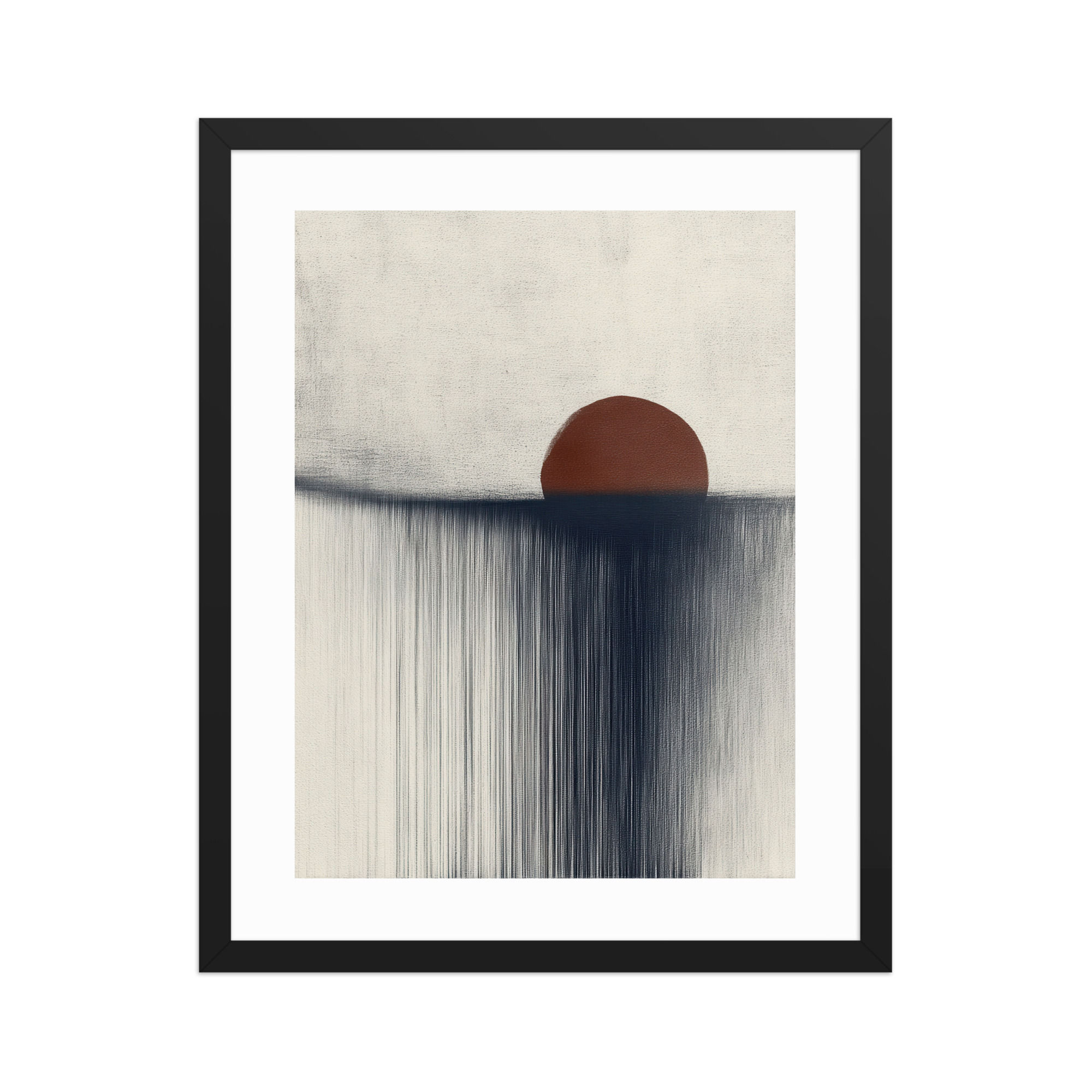 Japandi Setting Red Sun Sumi-e Inspired