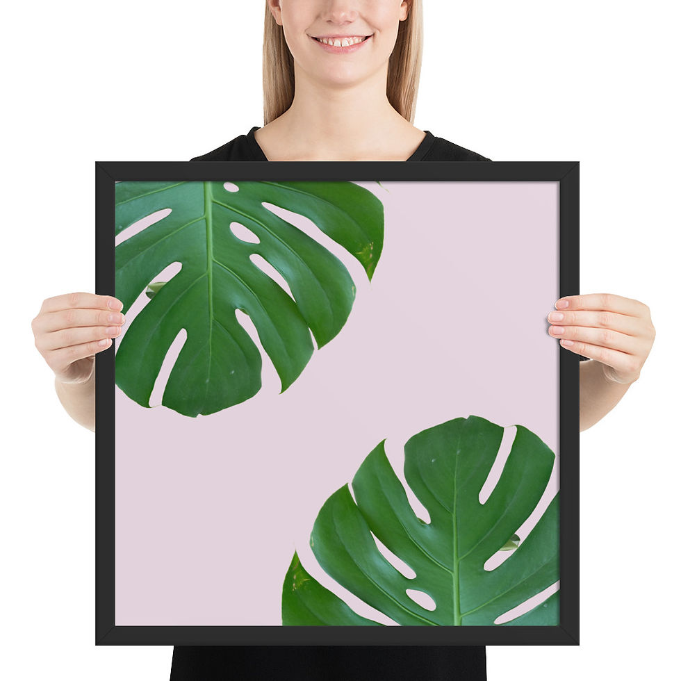 Thumbnail: Framed Monstera Leaves Wall Art - Tropical Botanical Decor for Home