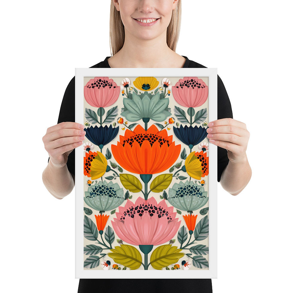 Thumbnail: Folk Style Scandinavian Botanical Prints - Elegant Wall Art