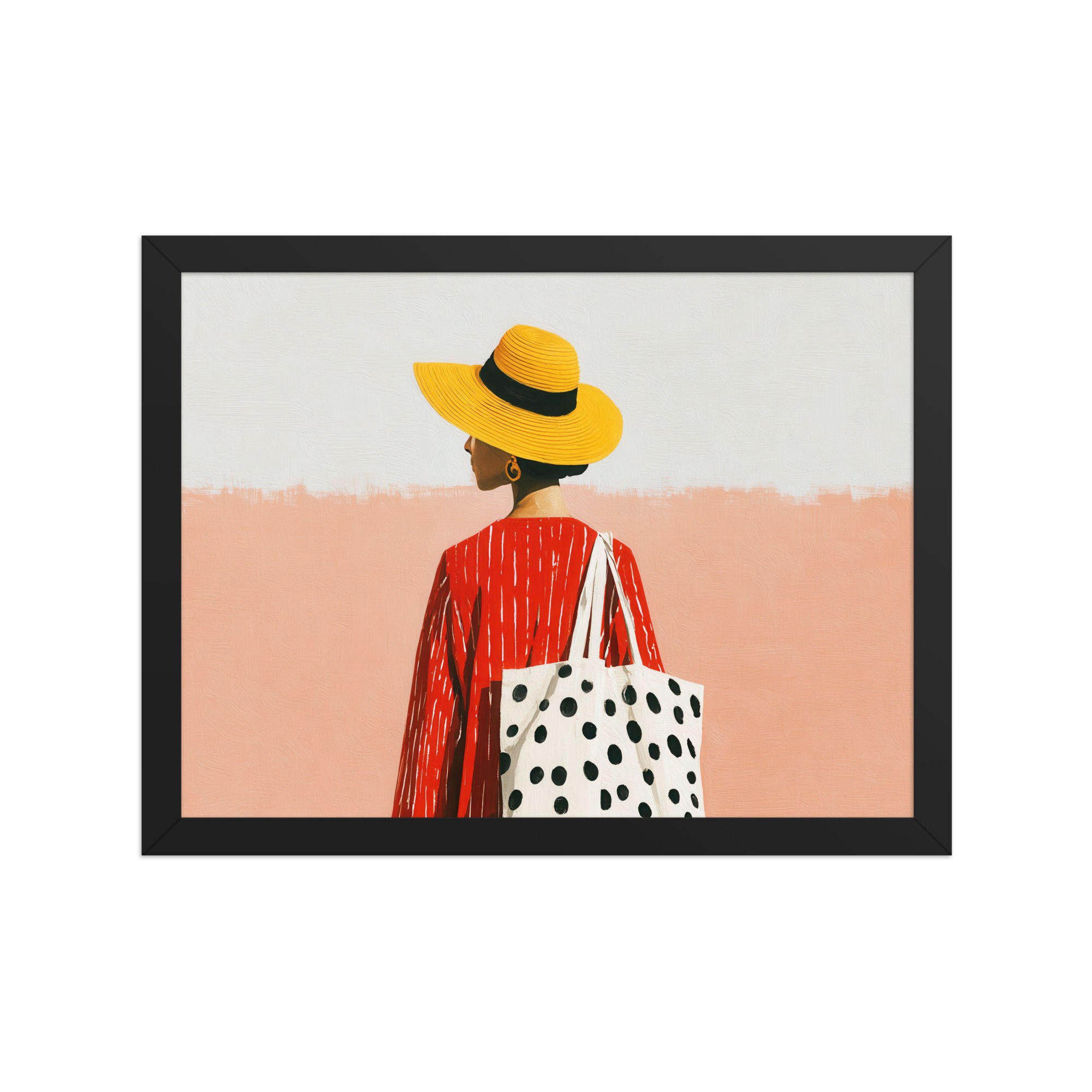 Woman in a Yellow Hat Gouache Inspired Art Print